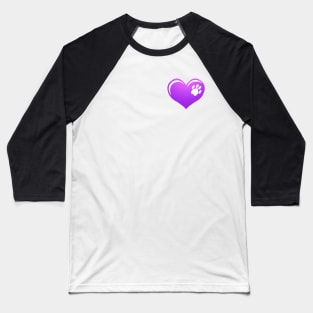 Paw on Heart, Purple Baseball T-Shirt